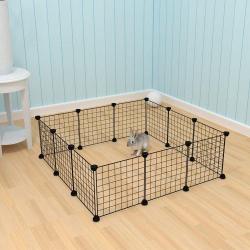  YOUKE Pet Playpen, Small Animal Cage Indoor Portable Metal Wire Yard Fence for Small Animals, Guinea Pigs, Rabbits Kennel Crate Fence Tent, 12 Panels