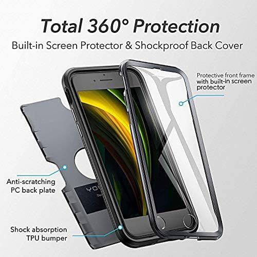  [아마존베스트]YOUMAKER [2020 Upgraded] for iPhone SE 2020 Case, Full Body Rugged with Built-in Screen Protector Heavy Duty Protection Slim Fit Shockproof Cover for iPhone SE 2020 Case 4.7 Inch (