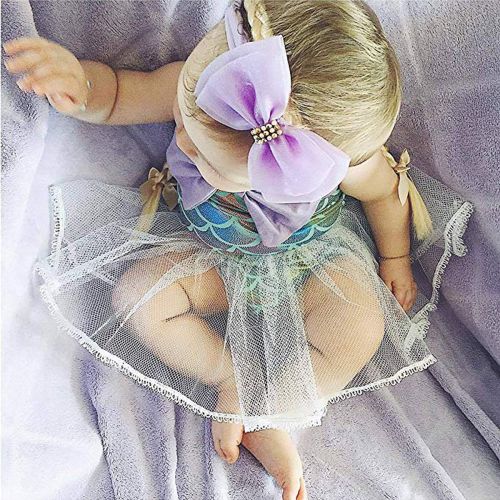  YOUNGER+TREE Kid Infant Baby Girls Mermaid Romper Outfit Bodysuit Jumpsuit Swimsuits Tutu Party Dress Skirt Summer Clothes Set