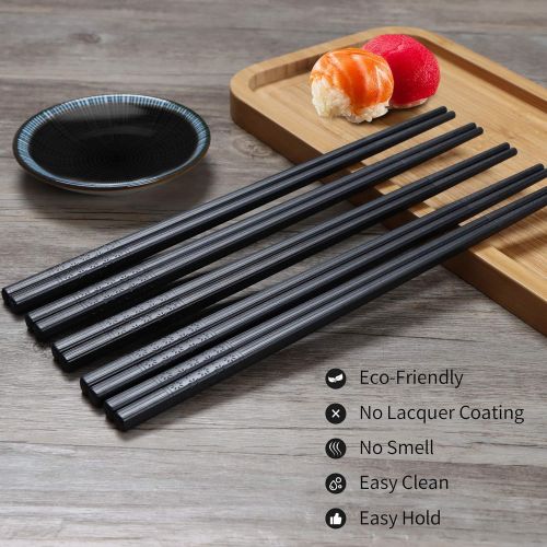  [아마존베스트]Youpinle 10 Pairs Fiberglass Chopsticks-Reusable Chopsticks Dishwasher Safe,9 1/2 Inches-Black