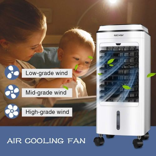  YOURLITE Portable Air Cooler Fan, Evaporative Cooler W/ Remote Control, 8 Timer 3 Speed Low Noise with 4 L Water Tank 2 Ice Box for Indoor Home Office