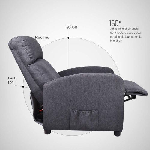  YOURLITEAMZ Gaming Massage Recliner Chair - Ergonomic Heated Rocking Sofa Gliders Lounge Chairs Heated wControl Linen Surface Padded Seat Home Theater Seating for Living Room