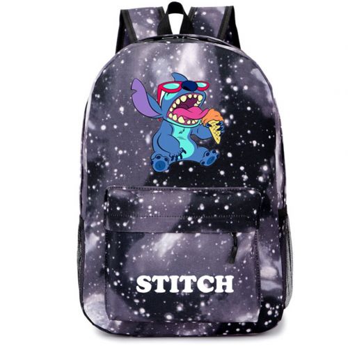  YOURNELO Cartoon Stitch Backpack Canvas School Bag Bookbag for Boys Girls (Galaxy Grey1)