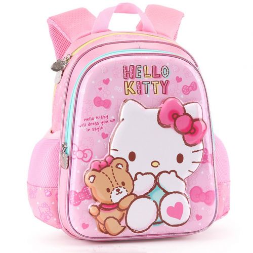  YOURNELO Girl Cartoon 3D Hello Kitty Hard Surface Rucksack School Backpack Bookbag