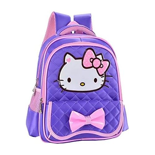  YOURNELO Pretty PU Leather Hello Kitty School Backpack Bookbag (A Purple, S)