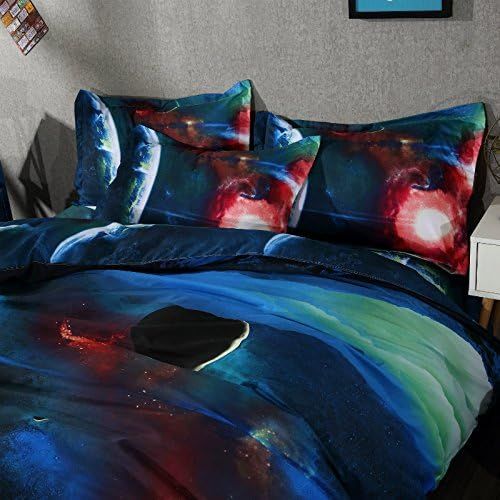  [아마존베스트]YOUSA Colorful Galaxy Print Bedding 3d Outer Space Bedding Set Twin (01)