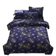 YOUSA Moon and Stars Print Bedding Set Space Kids Boys Bed Cover with Matching Pillow Shams (Full,04)
