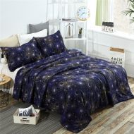 YOUSA Moon and Stars Print Bedding Set Space Kids Comfoter Sets with 2 Pillow Shams Boys Bedding (3pcs,09)