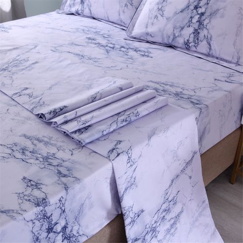  YOUSA Marble Printing Sheet Set for Boys/Men Black Marble Bedding Collection (Twin,Black)