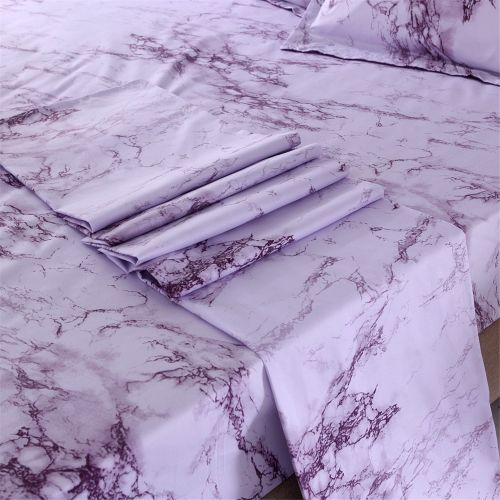  YOUSA Marble Printing Sheet Set for Boys/Men Black Marble Bedding Collection (Twin,Black)