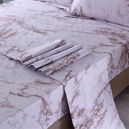  YOUSA Marble Printing Sheet Set for Boys/Men Black Marble Bedding Collection (Twin,Black)