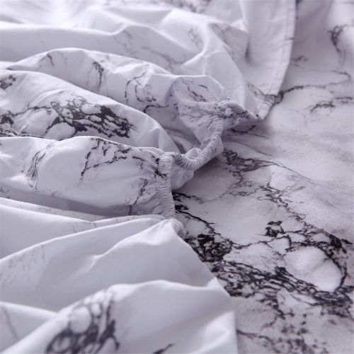  YOUSA Marble Printing Sheet Set for Boys/Men Black Marble Bedding Collection (Twin,Black)