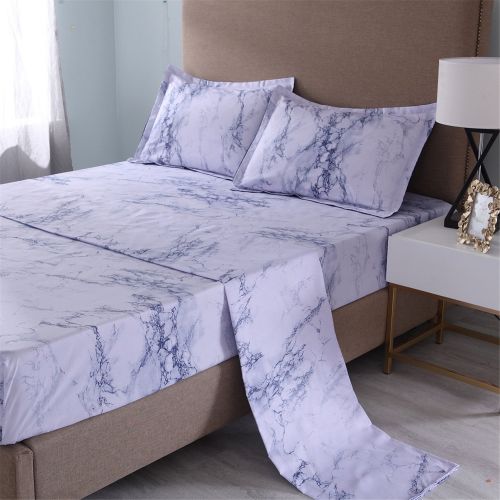  YOUSA Marble Printing Sheet Set for Boys/Men Black Marble Bedding Collection (Twin,Black)