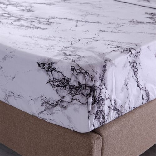  YOUSA Marble Printing Sheet Set for Boys/Men Black Marble Bedding Collection (Twin,Black)