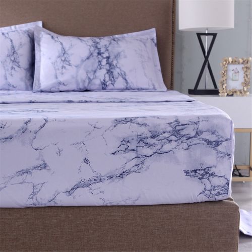  YOUSA Marble Printing Sheet Set for Boys/Men Black Marble Bedding Collection (Twin,Black)