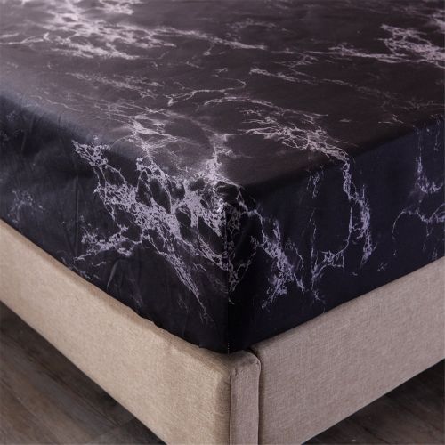  YOUSA Marble Printing Sheet Set for Boys/Men Black Marble Bedding Collection (Twin,Black)