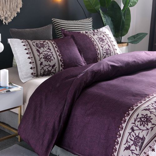  YOUSA Purple Bedding Set Simple Style Boys and Girls Duvet Cover Set and Pillow Shams (King,Violet)