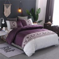 YOUSA European Rustic Bedding Set Fashion Mens Boys Duvet Cover Set (Full,Wine Red)