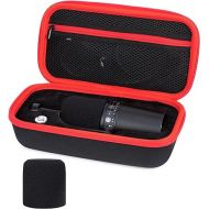 YOUSHARES MV7 Microphone Case Bag with Mic Cover Foam - Mic Case Hard Carring Case with Windshield Compatible with Shure MV7 USB Condenser Microphone