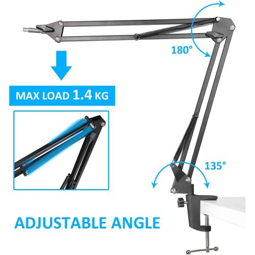  Hyperx Quadcast Mic Stand - Scissor Mic Boom Arm and 2 Cable Ties to Organize Cables Compatible with Hyperx Quadcast S to Improve Sound Quality by YOUSHARES