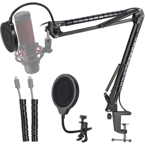  Hyperx Quadcast Mic Stand - Scissor Mic Boom Arm and 2 Cable Ties to Organize Cables Compatible with Hyperx Quadcast S to Improve Sound Quality by YOUSHARES