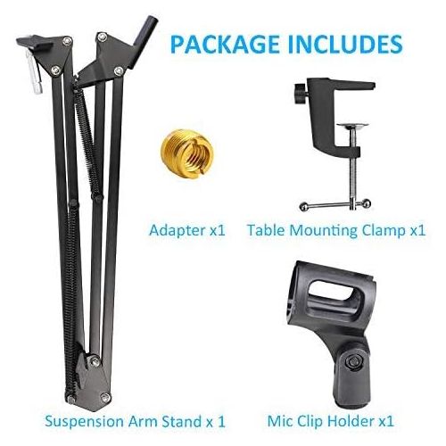  Microphone Boom Arm Stand - Compatible with Mic Stand for Blue Snowball,Audio-Technica AT2020 and Other Mic by YOUSHARES