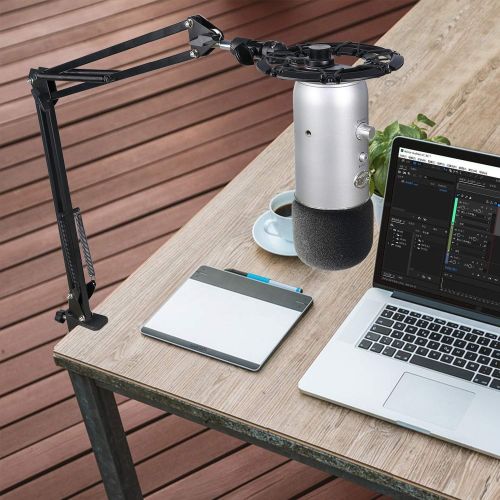  Microphone Boom Arm Stand - Compatible with Mic Stand for Blue Snowball,Audio-Technica AT2020 and Other Mic by YOUSHARES