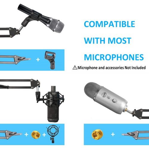  Microphone Boom Arm Stand - Compatible with Mic Stand for Blue Snowball,Audio-Technica AT2020 and Other Mic by YOUSHARES