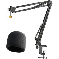 Adjustable Mic Shock Mount Suspension Boom Scissor Arm Stand and Microphone Windscreen Pop Filter for Blue Yeti by YOUSHARES