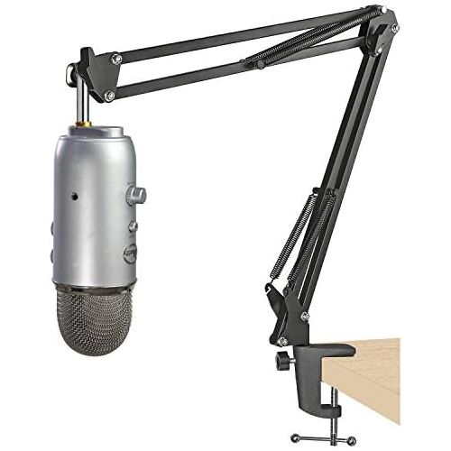  Adjustable Mic Shock Mount Suspension Boom Scissor Arm Stand and Microphone Windscreen Pop Filter for Blue Yeti by YOUSHARES