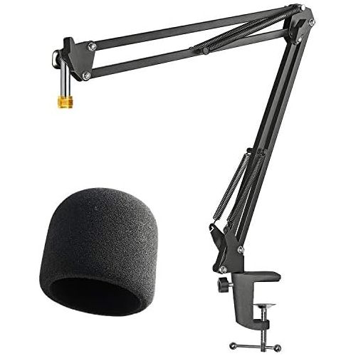  Adjustable Mic Shock Mount Suspension Boom Scissor Arm Stand and Microphone Windscreen Pop Filter for Blue Yeti by YOUSHARES