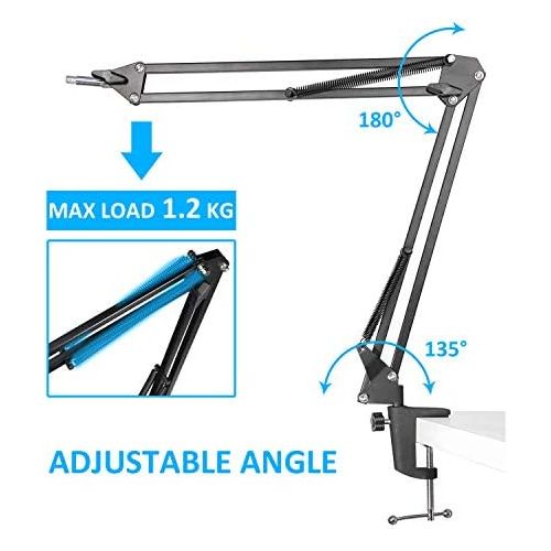  Adjustable Mic Shock Mount Suspension Boom Scissor Arm Stand and Microphone Windscreen Pop Filter for Blue Yeti by YOUSHARES