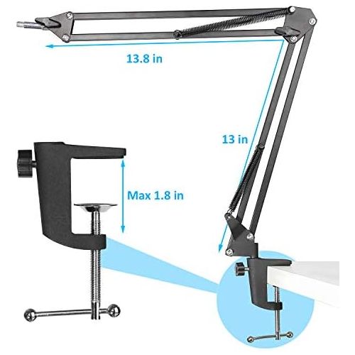  Adjustable Mic Shock Mount Suspension Boom Scissor Arm Stand and Microphone Windscreen Pop Filter for Blue Yeti by YOUSHARES