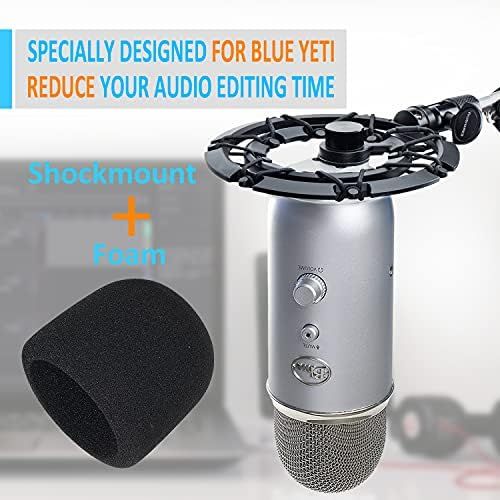  Blue Yeti Shock Mount with Foam Windscreen, Alloy Shockmount Reduces Vibration With Blue Yeti Pop Filter, Compatible for Blue Yeti and Yeti Pro Microphone by YOUSHARES