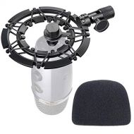 YOUSHARES Blue Yeti Nano Shock Mount with Pop Filter, Alloy Shockmount with Foam Windscreen Reduces Vibration and Shock Noise Matching Boom Arm Mic Stand, Designed for Blue Yeti Nano Microph