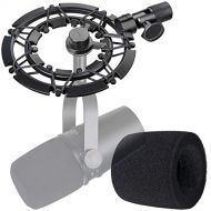 MV7 Shock Mount with Pop Filter, Alloy Shockmount with Foam Windscreen Matching Mic Boom Arm Stand Compatible with Shure MV7 Mic by YOUSHARES