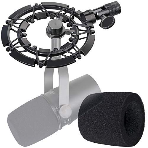  MV7 Shock Mount with Pop Filter, Alloy Shockmount with Foam Windscreen Matching Mic Boom Arm Stand Compatible with Shure MV7 Mic by YOUSHARES