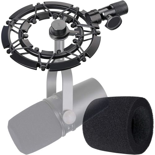  MV7 Shock Mount with Pop Filter, Alloy Shockmount with Foam Windscreen Matching Mic Boom Arm Stand Compatible with Shure MV7 Mic by YOUSHARES