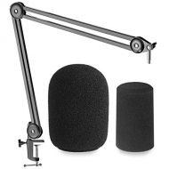 YOUSHARES SM7B Boom Arm with Pop Filter - Suspension Boom Scissor Arm Stand for Shure SM7B Mic with 2 Types Windscreen