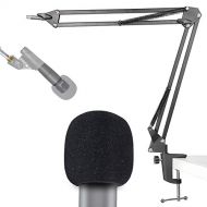 SM58 Mic Stand with Windscreen - Microphone Boom Arm Stand with Foam Cover Pop Filter for SM58S SM58-LC Dynamic Vocal Microphone by YOUSHARES