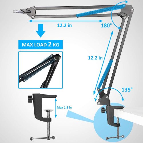  SM57 Mic Stand with Pop Filter - Microphone Boom Arm Stand with Foam Windscreen Cover for SM57-LC Cardioid Dynamic Microphonee by YOUSHARES