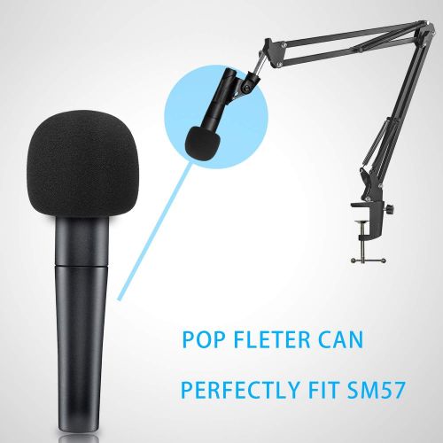  SM57 Mic Stand with Pop Filter - Microphone Boom Arm Stand with Foam Windscreen Cover for SM57-LC Cardioid Dynamic Microphonee by YOUSHARES