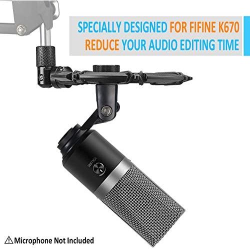  [아마존베스트]YOUSHARES K670 shock absorber mount with foam wind protection reduces vibration and is compatible with the Fifine K670 microphone.