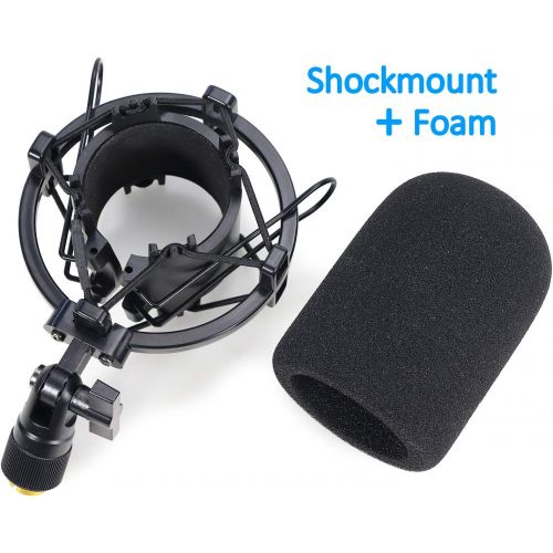  [아마존베스트]YOUSHARES AT2020 Shock Mount with Pop Protection - Microphone Shock Mount with Windshield Reduces Vibration Noise for Audio Technica AT2020 AT2035 ATR2500