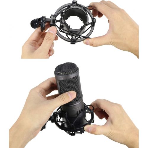  [아마존베스트]YOUSHARES AT2020 Shock Mount with Pop Protection - Microphone Shock Mount with Windshield Reduces Vibration Noise for Audio Technica AT2020 AT2035 ATR2500