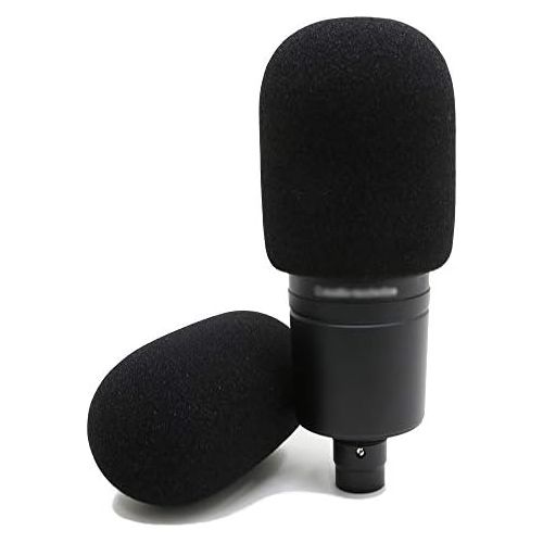  [아마존베스트]YOUSHARES Audiotechnica AT2020 Foam Windscreen - 2 Pack Large Size Microphone Cover Pop Filter Windscreen for Audio Technica AT2020 and Other Large Microphones (Black)