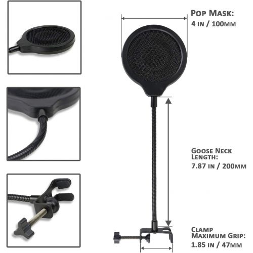  [아마존베스트]YOUSHARES Yeti X Microphone Pop Protection Three Layers Pop Filter with Flexible 360° Gooseneck Clip Stabilising Arm for Blue Yeti X Microphone