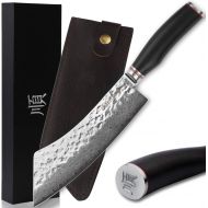 YOUSUNLONG Hybrid Cleaver Knife 9 Inch (22.86cm) Butcher Meat Knives - Japanese Hammered Damascus Steel - Slicer Meat, barbecue, minced meat - Natural Leadwood Wooden Handle with L