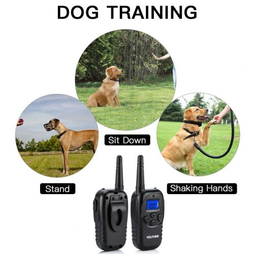  YOUTHINK Deep Waterproof & Rechargeable Dog Training Collar with Remote Best for Swimming Training Electronic Shock Collar with Beep  Vibrate  Shock  LED Light