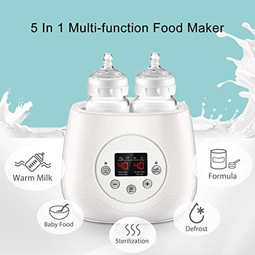  YOUTHINK Flaschenwarmer Baby Bottle Warmer 5-in-1 Doppel Flaschen Sterilisator und Babykostwarmer LCD Voreingestellte Baby Lebensmittel Heizungsgert Voreingestellte Funktion mit Automatisch